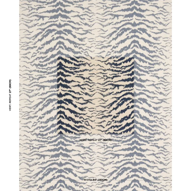 Schumacher 84651 Shivalik Hills Tiger Indigo fabric swatch