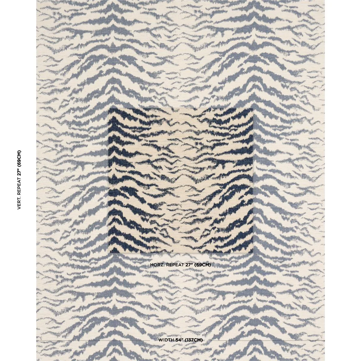 Schumacher 84651 Shivalik Hills Tiger Indigo fabric swatch