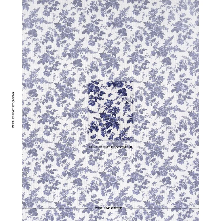 Schumacher 182082 Sibyl Chintz Blue fabric swatch