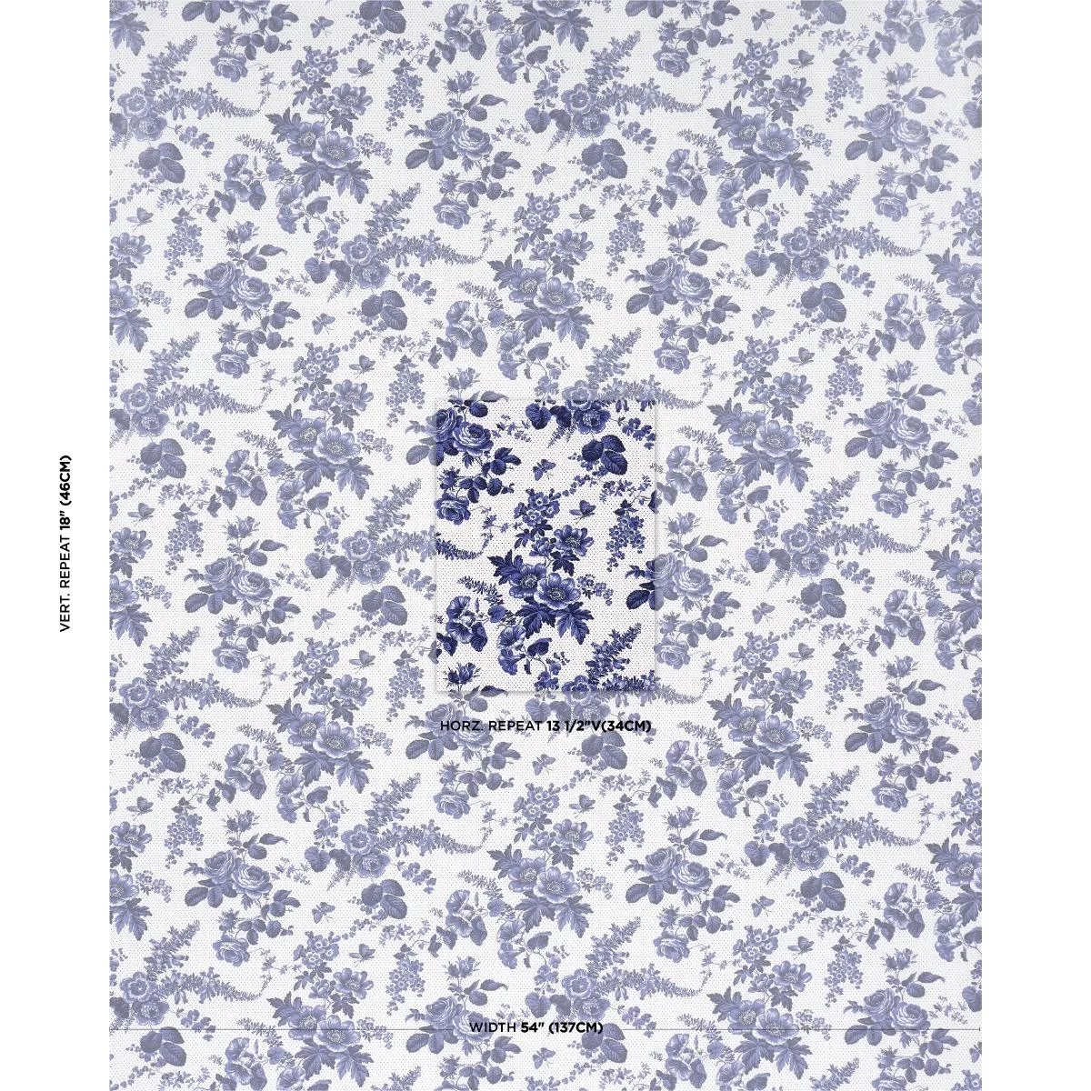 Schumacher 182082 Sibyl Chintz Blue fabric swatch