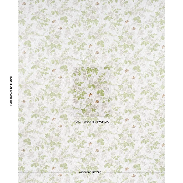 Schumacher 182081 Sibyl Chintz Neutral fabric swatch