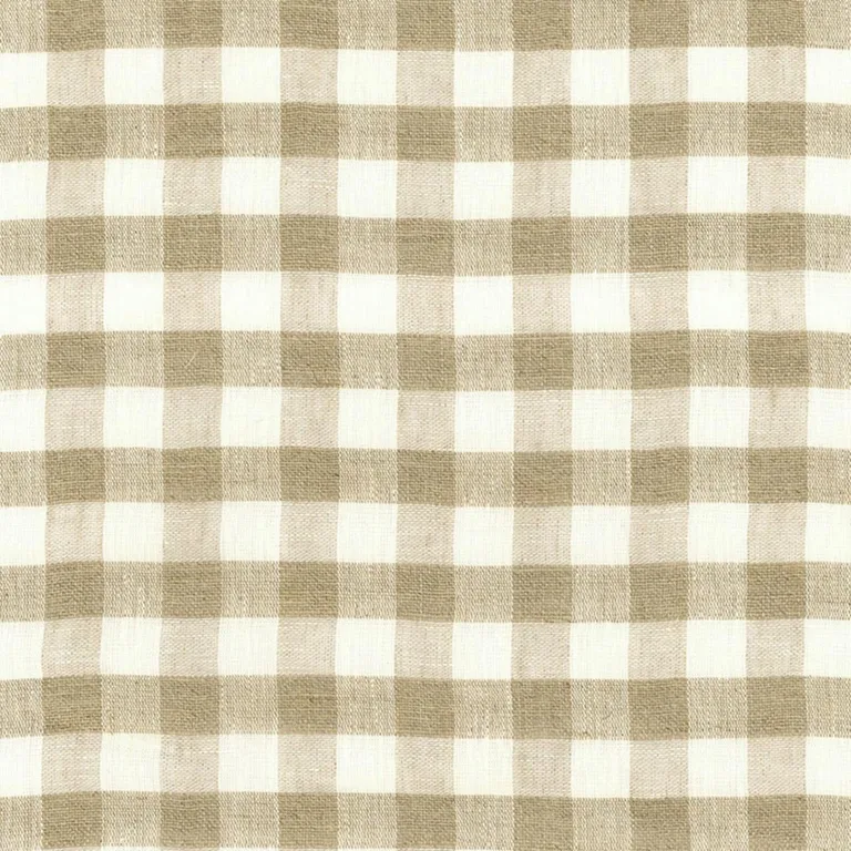 Schumacher 55540 Sidney Check Linen Sheer Natural fabric swatch