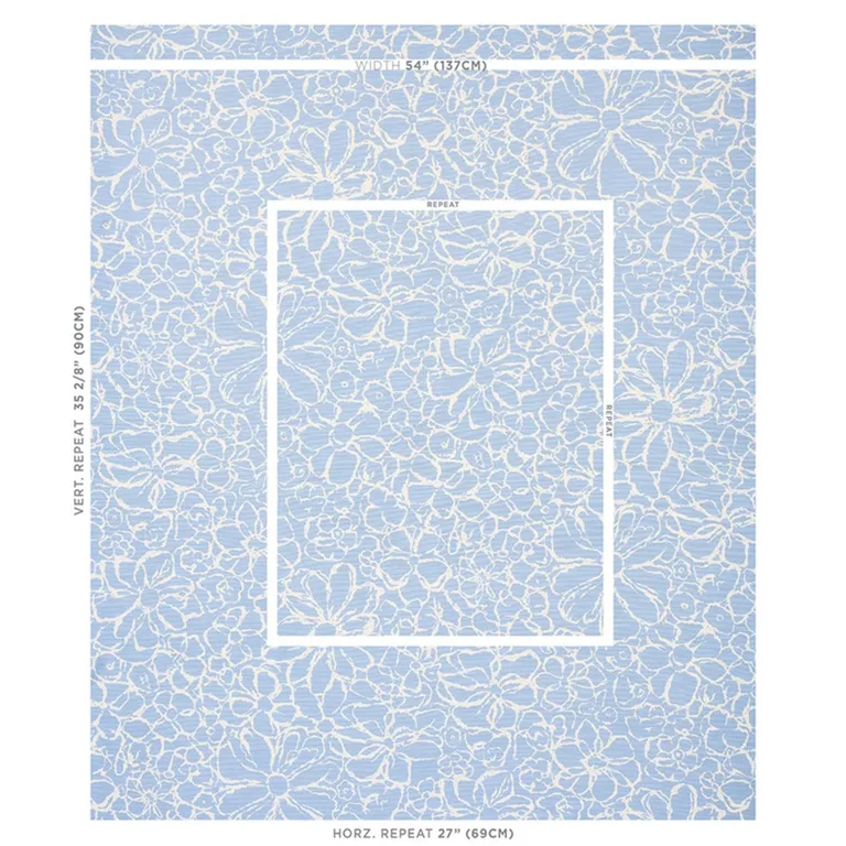 Schumacher 179550 Sidonie Blue fabric swatch