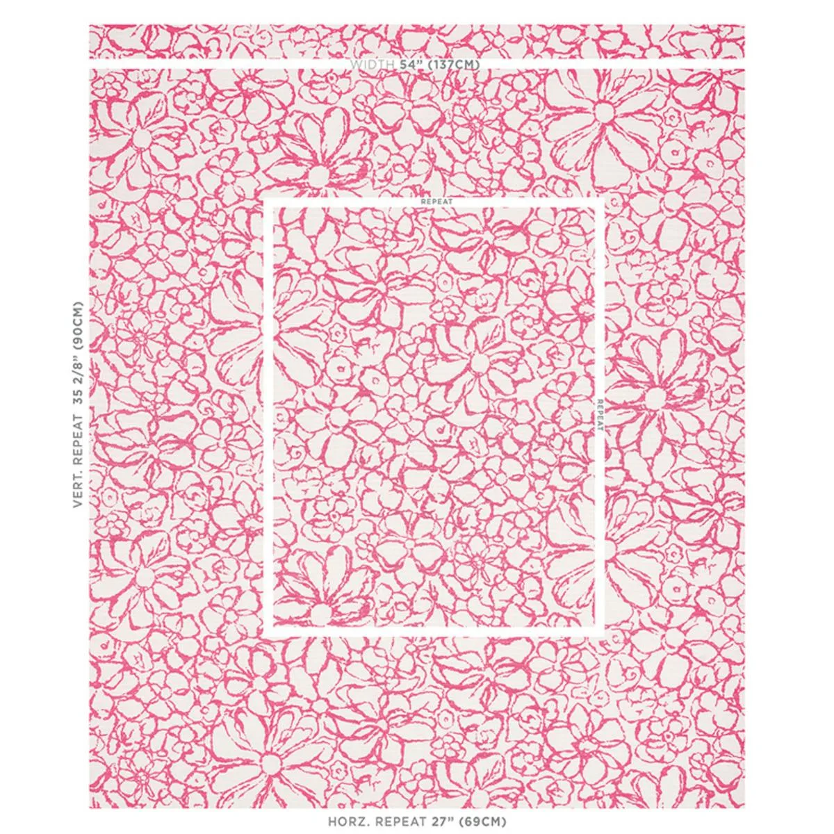 Schumacher 179552 Sidonie Magenta fabric swatch