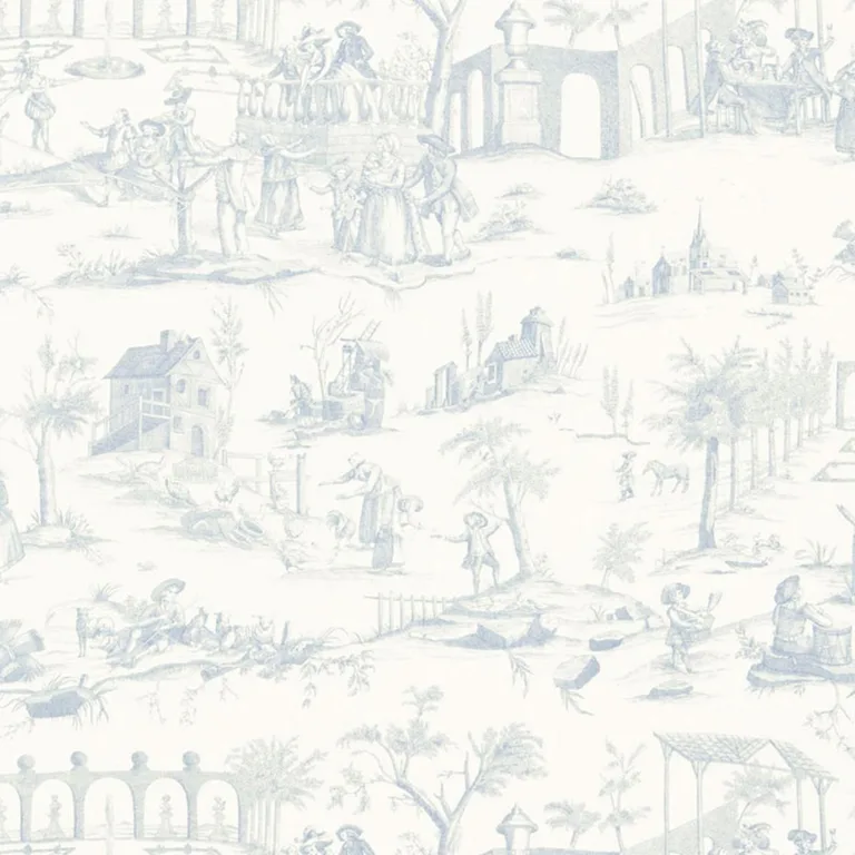Schumacher 175170 Siena Toile Delft fabric swatch