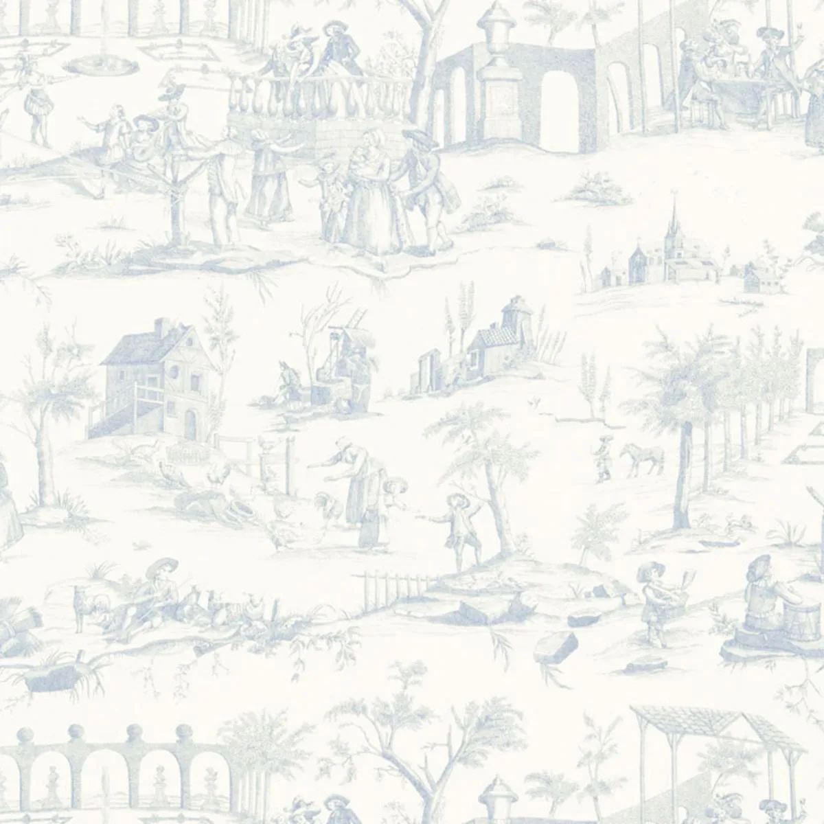 Schumacher 175170 Siena Toile Delft fabric swatch