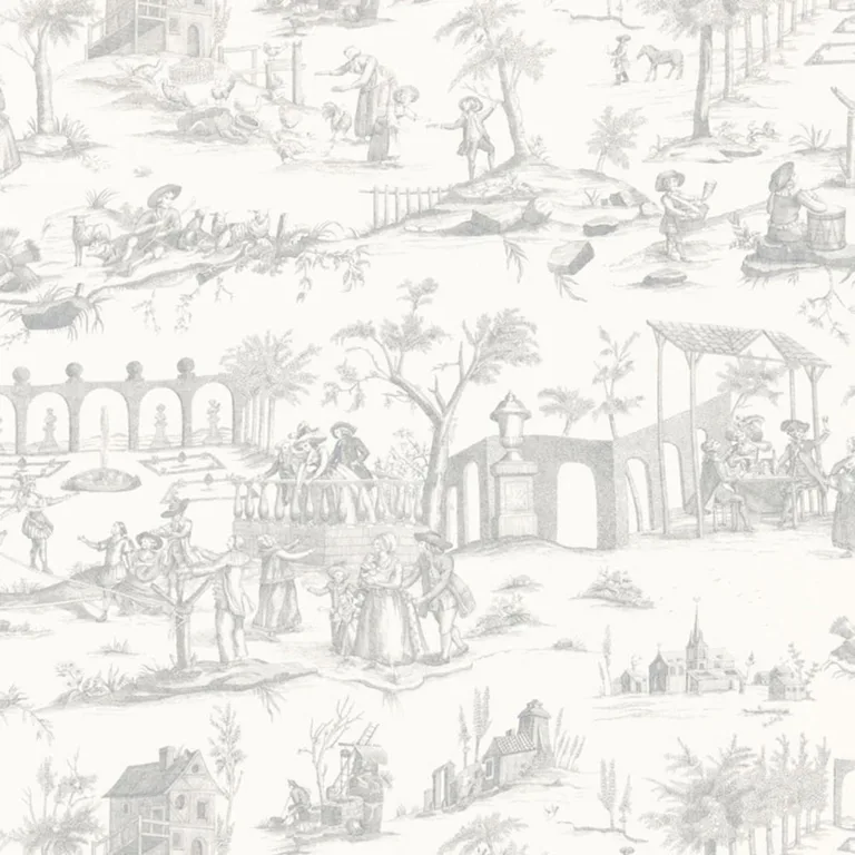 Schumacher 175171 Siena Toile Pewter fabric swatch