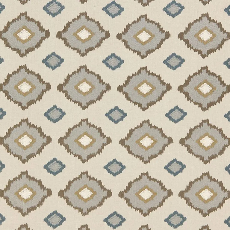 Schumacher 65784 Sikar Embroidery Flax fabric swatch