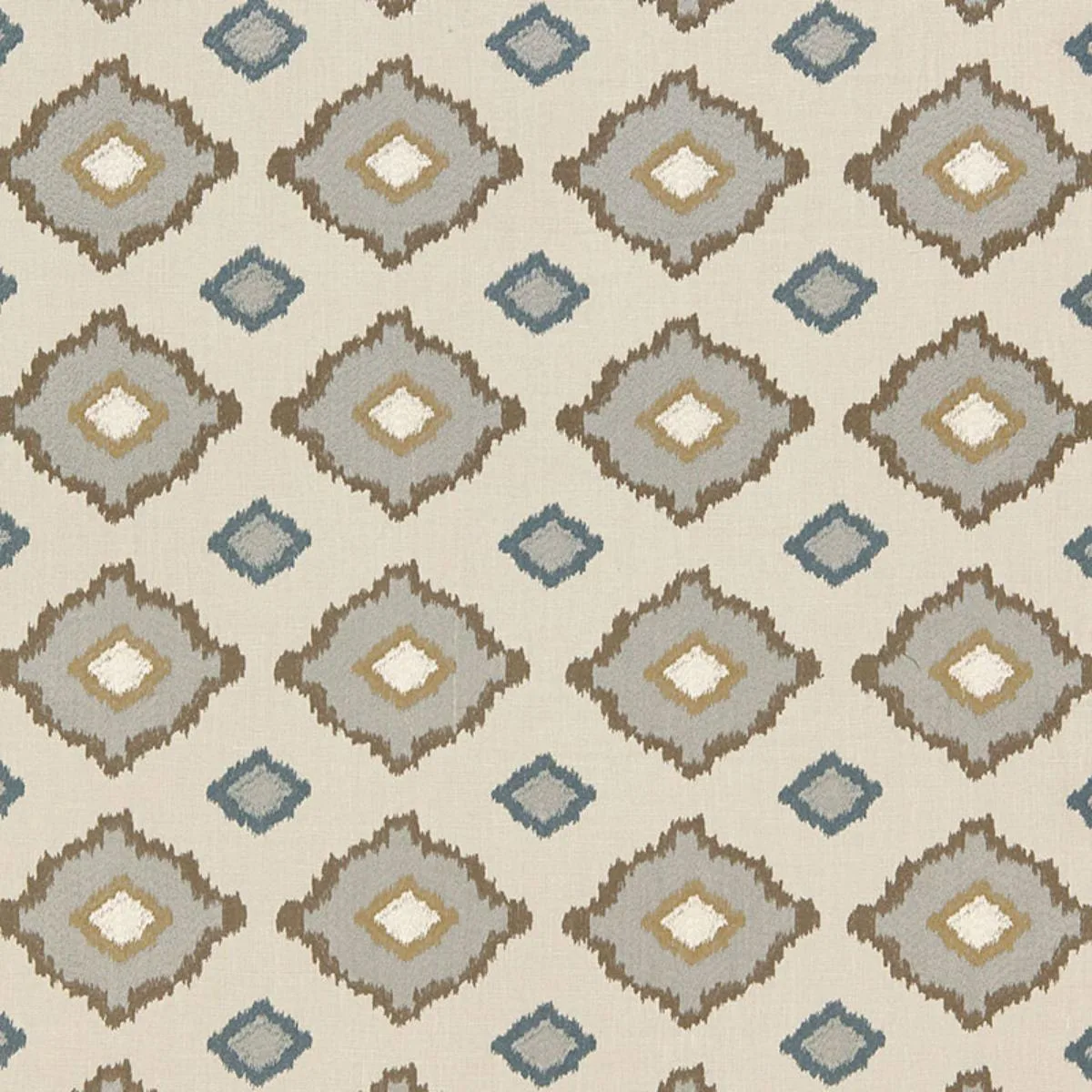 Schumacher 65784 Sikar Embroidery Flax fabric swatch
