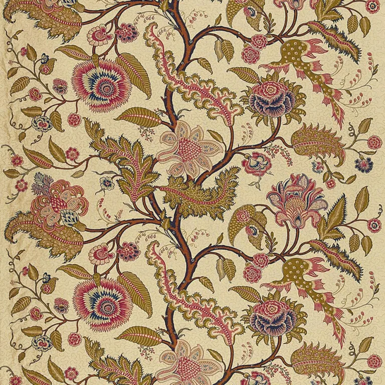 Schumacher 174811 Sinhala Linen Print Pomegranate fabric swatch
