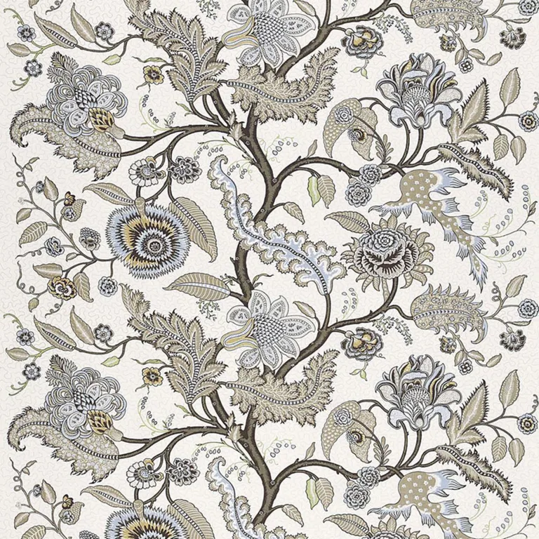 Schumacher 174813 Sinhala Linen Print Stone fabric swatch