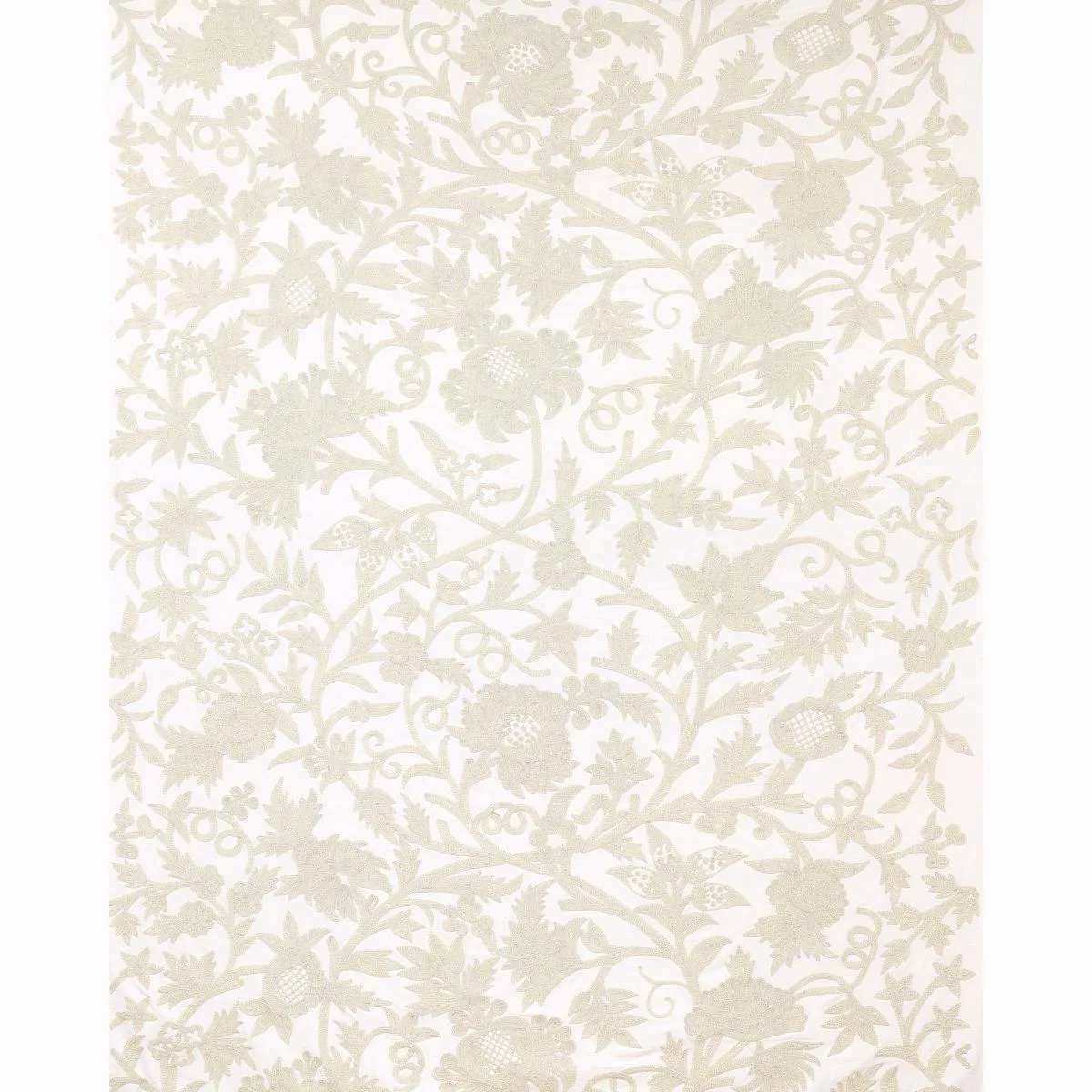 Schumacher 63760 Sissinghurst Crewel Ivory fabric swatch