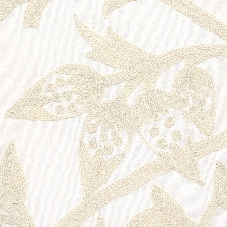 Schumacher 63760 Sissinghurst Crewel Ivory fabric swatch