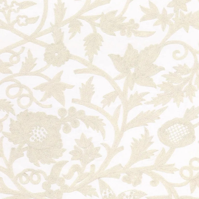 Schumacher 63760 Sissinghurst Crewel Ivory fabric swatch