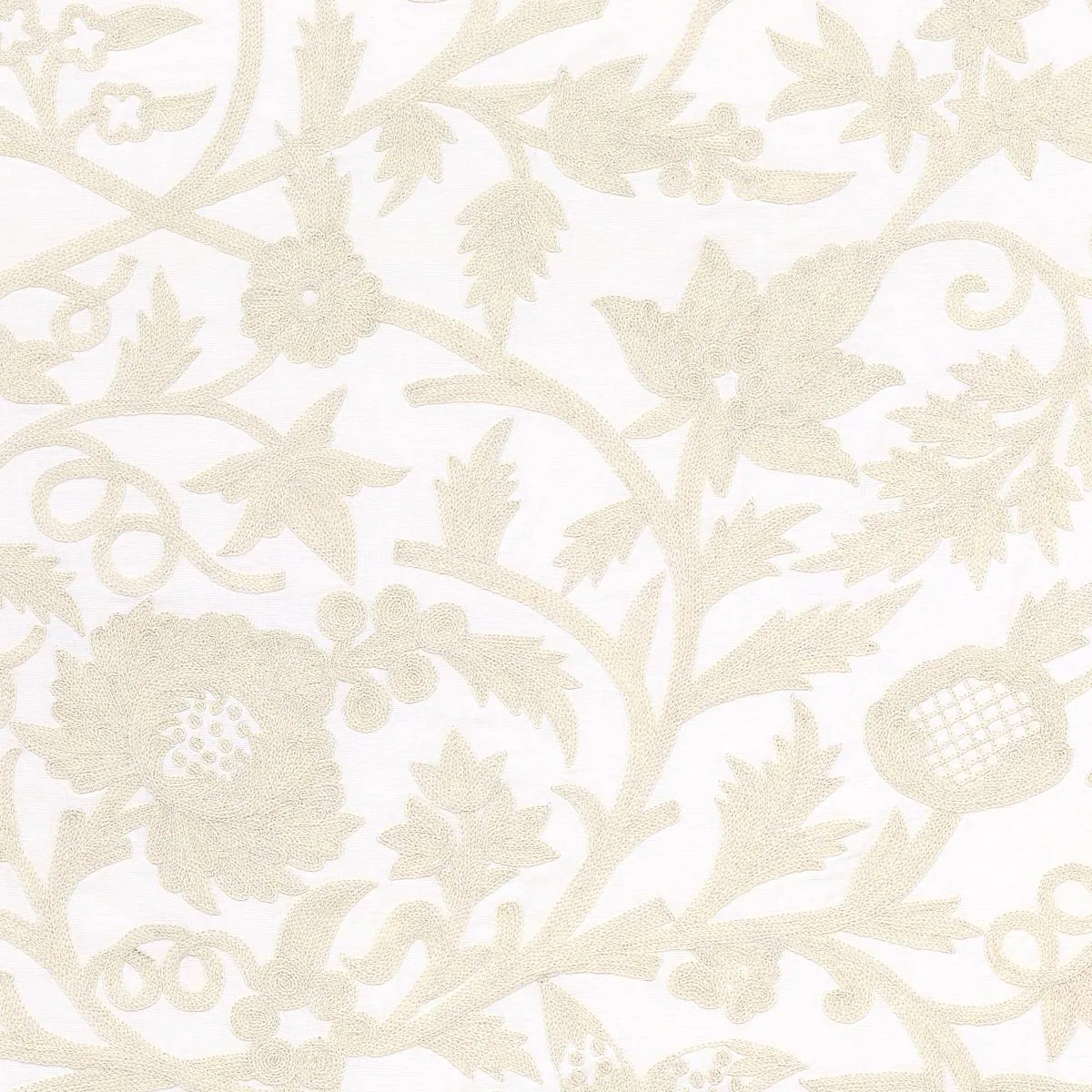 Schumacher 63760 Sissinghurst Crewel Ivory fabric swatch