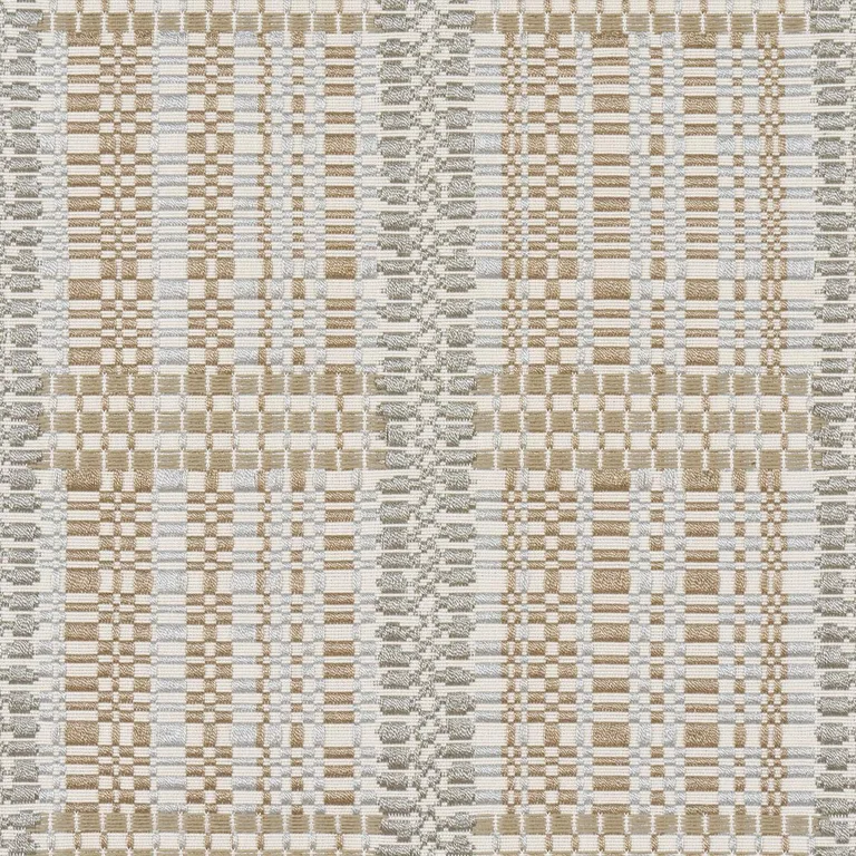 Schumacher 86850 Skyline Plaid Stone fabric swatch