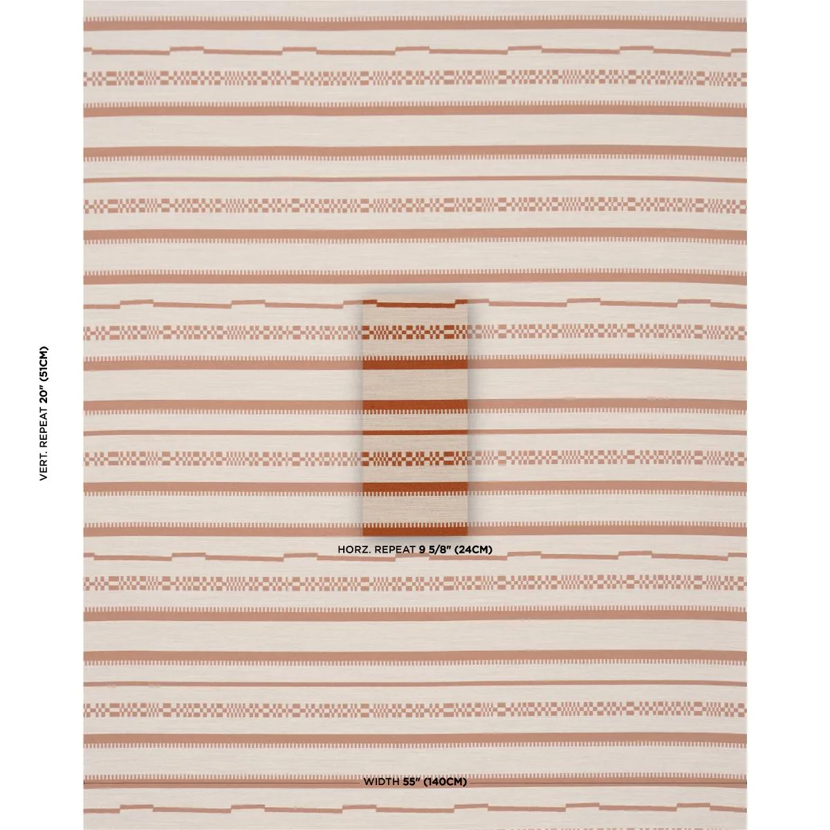Schumacher 86872 Skyline Stripes Reversible Burnt Orange fabric swatch