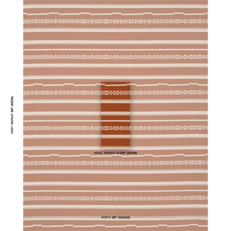 Schumacher 86872 Skyline Stripes Reversible Burnt Orange fabric swatch