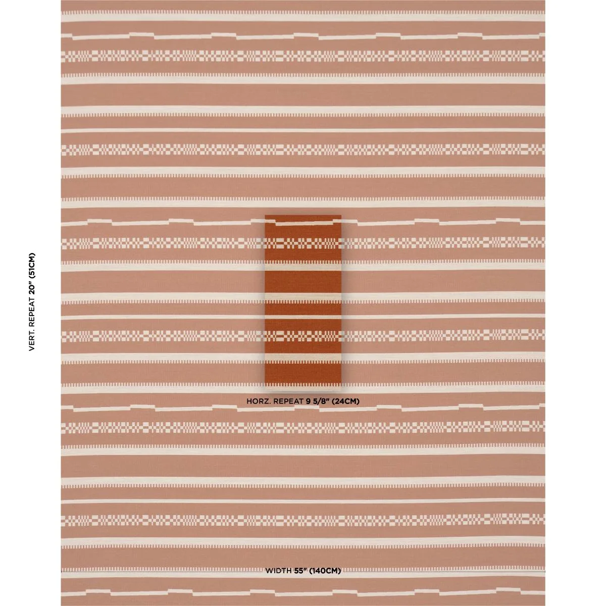 Schumacher 86872 Skyline Stripes Reversible Burnt Orange fabric swatch