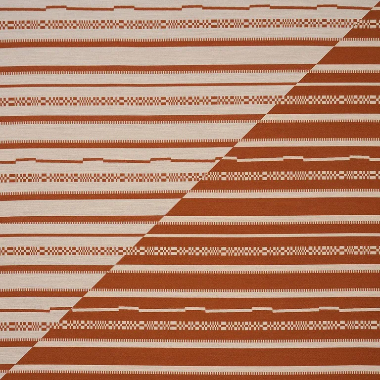Schumacher 86872 Skyline Stripes Reversible Burnt Orange fabric swatch