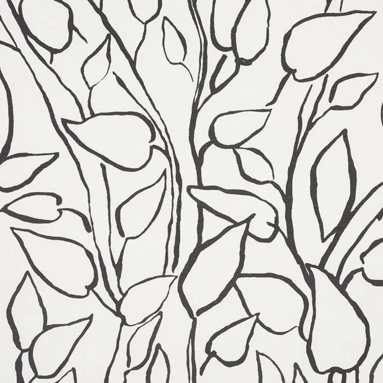 Schumacher 178702 Solandra Vine Black fabric swatch