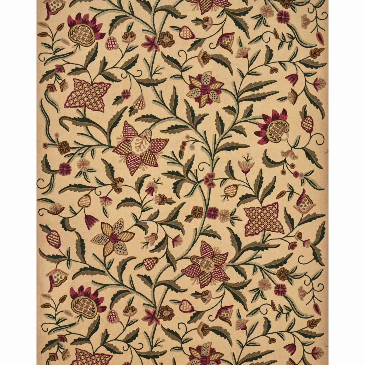 Schumacher 50470 Somerset Crewel Red/Green fabric swatch