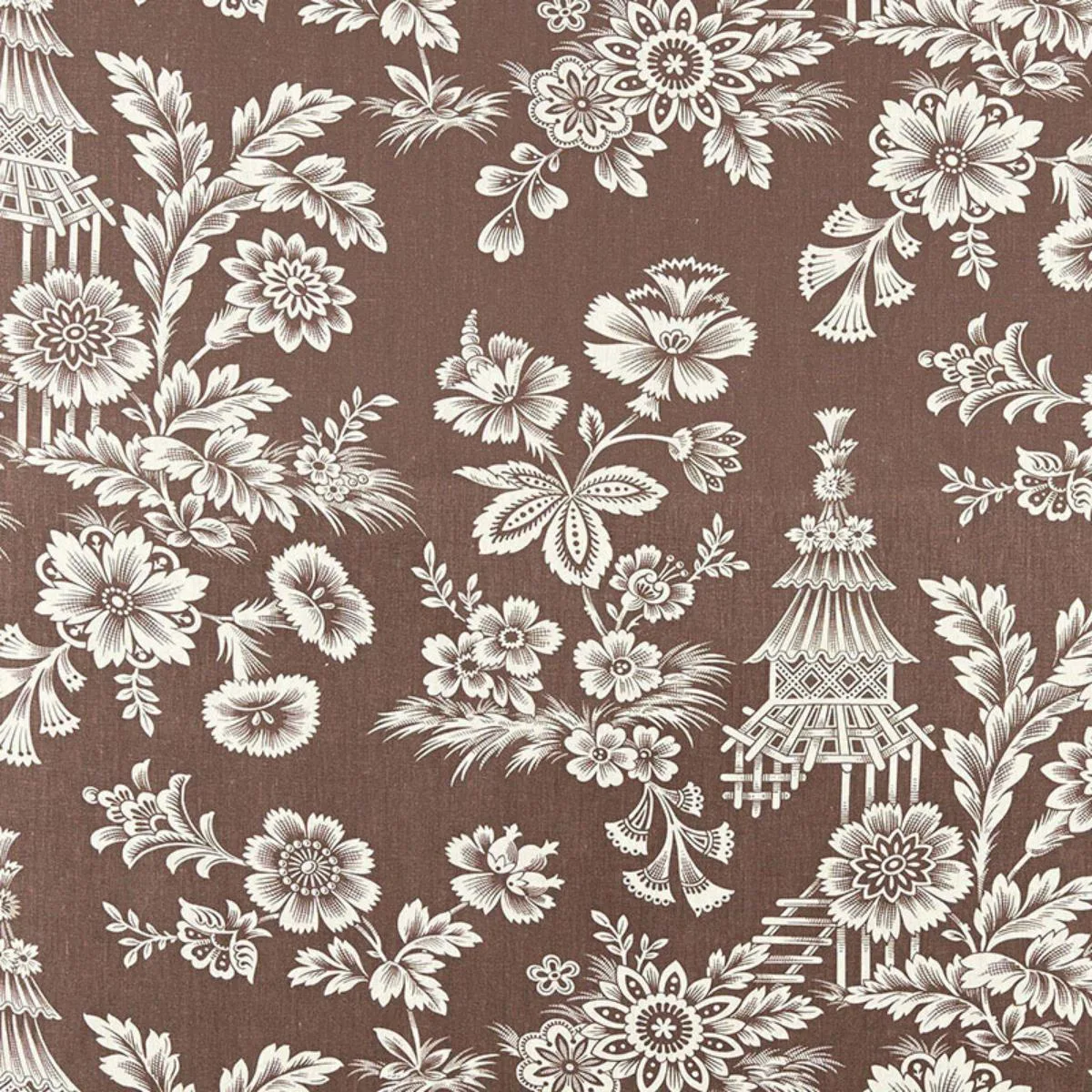 Schumacher 175753 Song Garden Cocoa fabric swatch