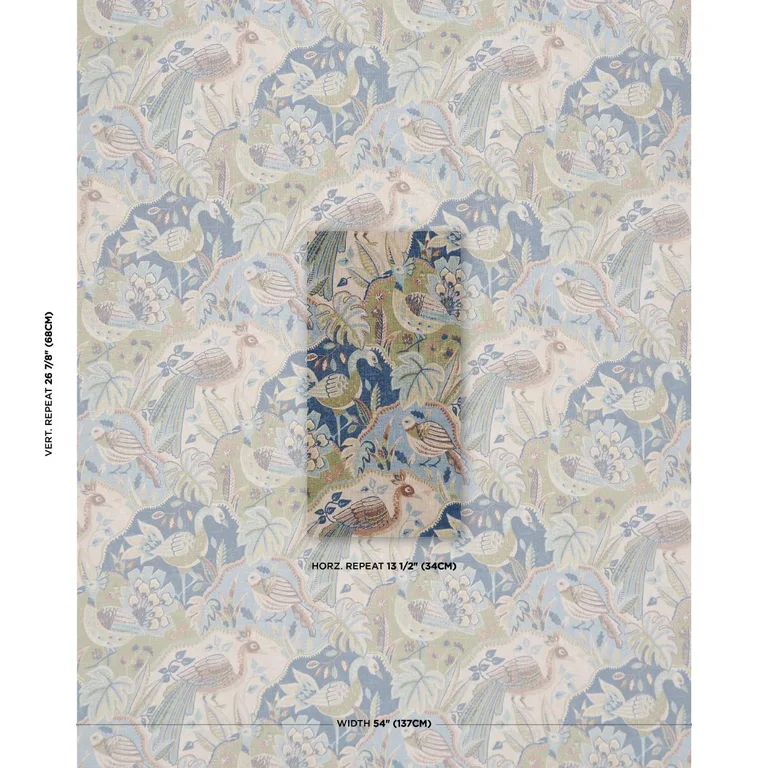 Schumacher 182932 Soraya Blue fabric swatch