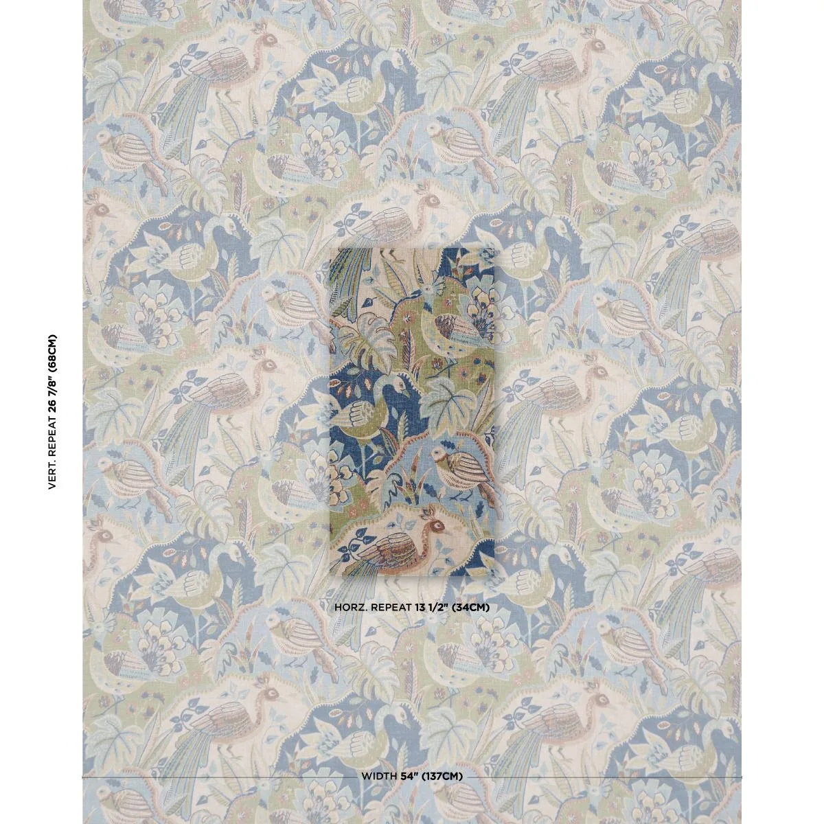 Schumacher 182932 Soraya Blue fabric swatch