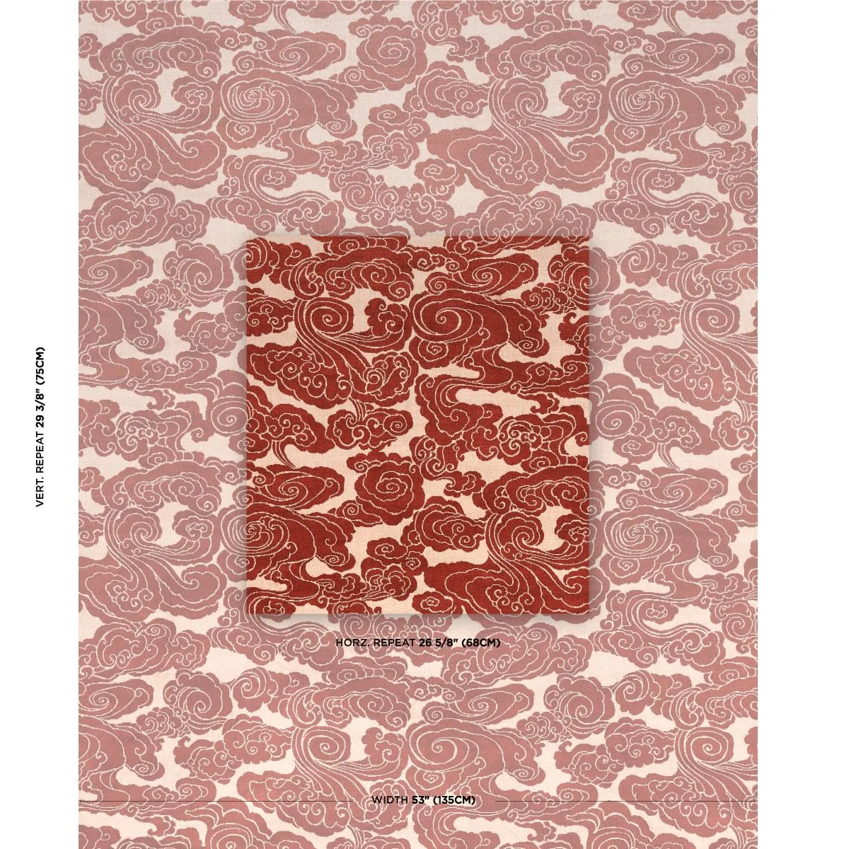 Schumacher 74064 Sozan Velvet Cinnabar fabric swatch