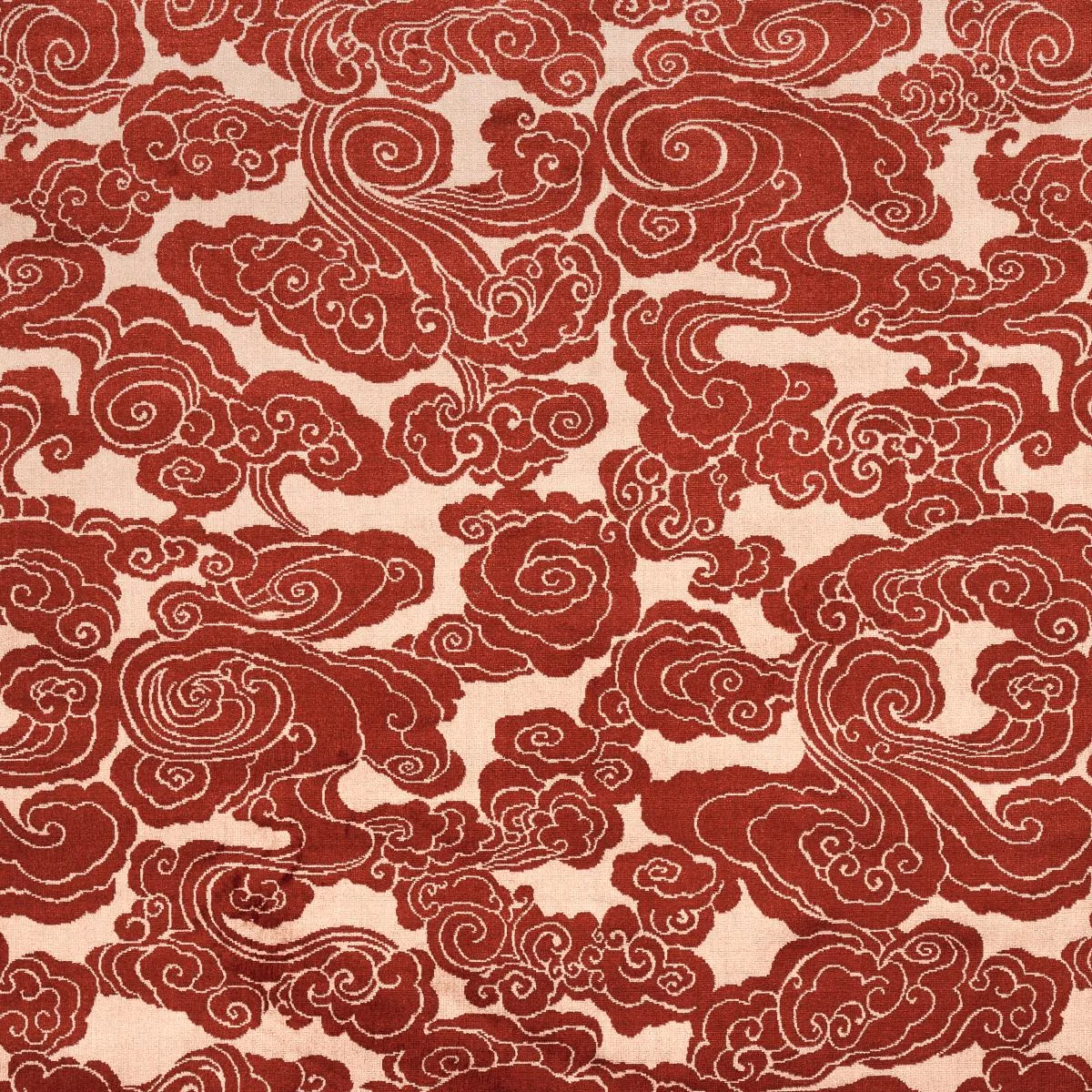 Schumacher 74064 Sozan Velvet Cinnabar fabric swatch