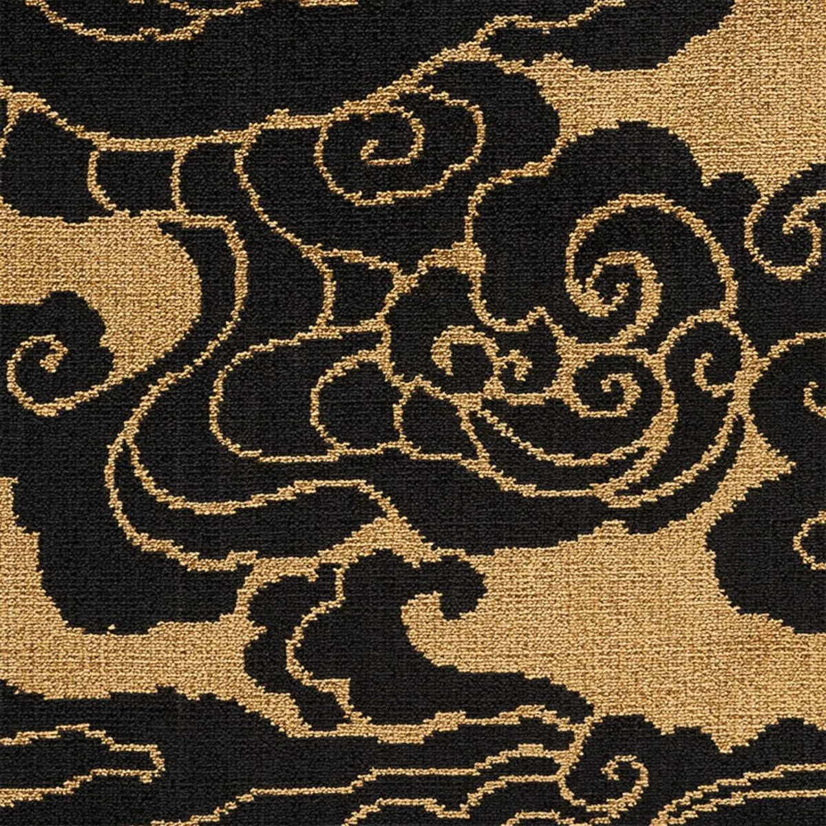 Schumacher 74060 Sozan Velvet Gold & Onyx fabric swatch
