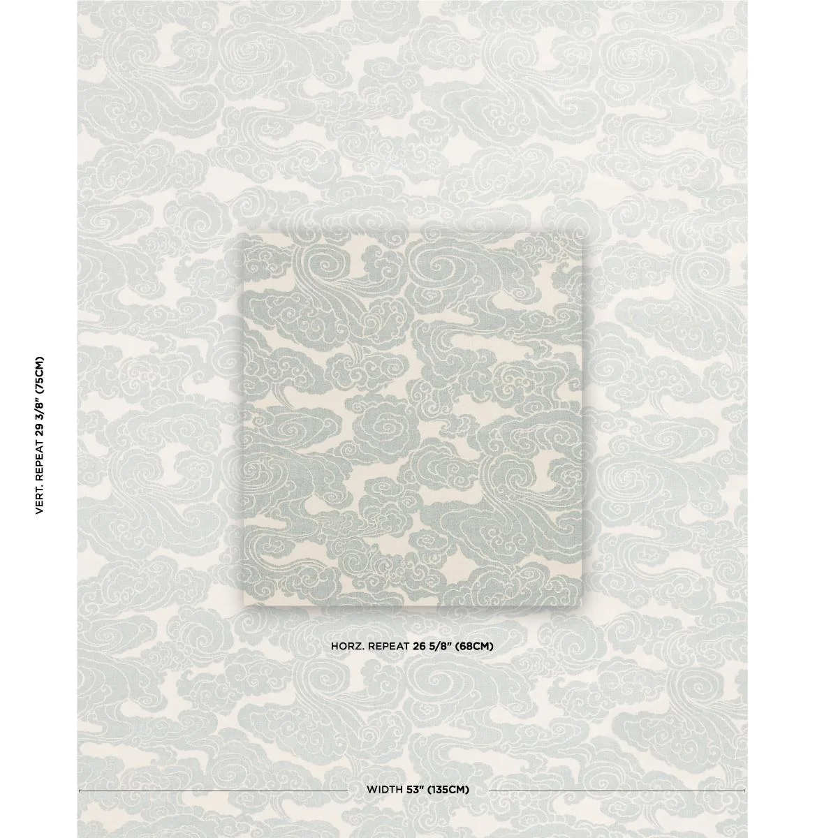 Schumacher 74063 Sozan Velvet Mist fabric swatch