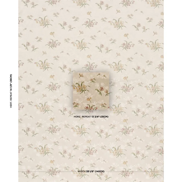 Schumacher 85820 Spitalfields Bouquet Alabaster fabric swatch