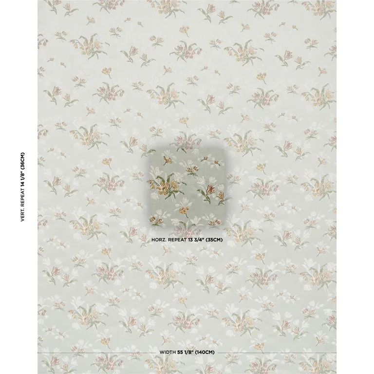 Schumacher 85821 Spitalfields Bouquet Robin's Egg fabric swatch