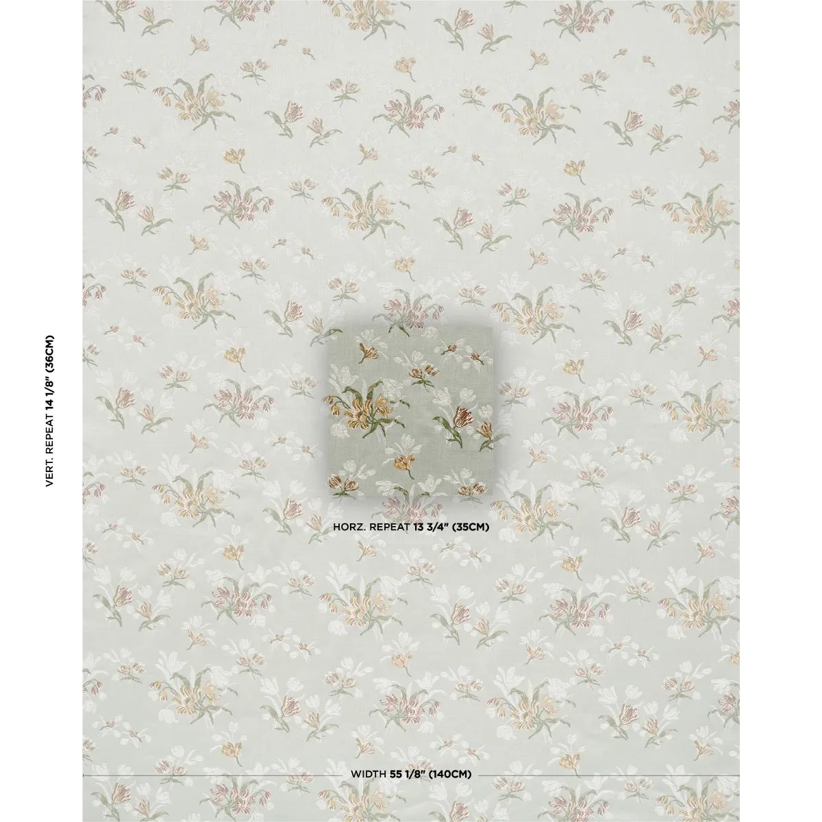 Schumacher 85821 Spitalfields Bouquet Robin's Egg fabric swatch