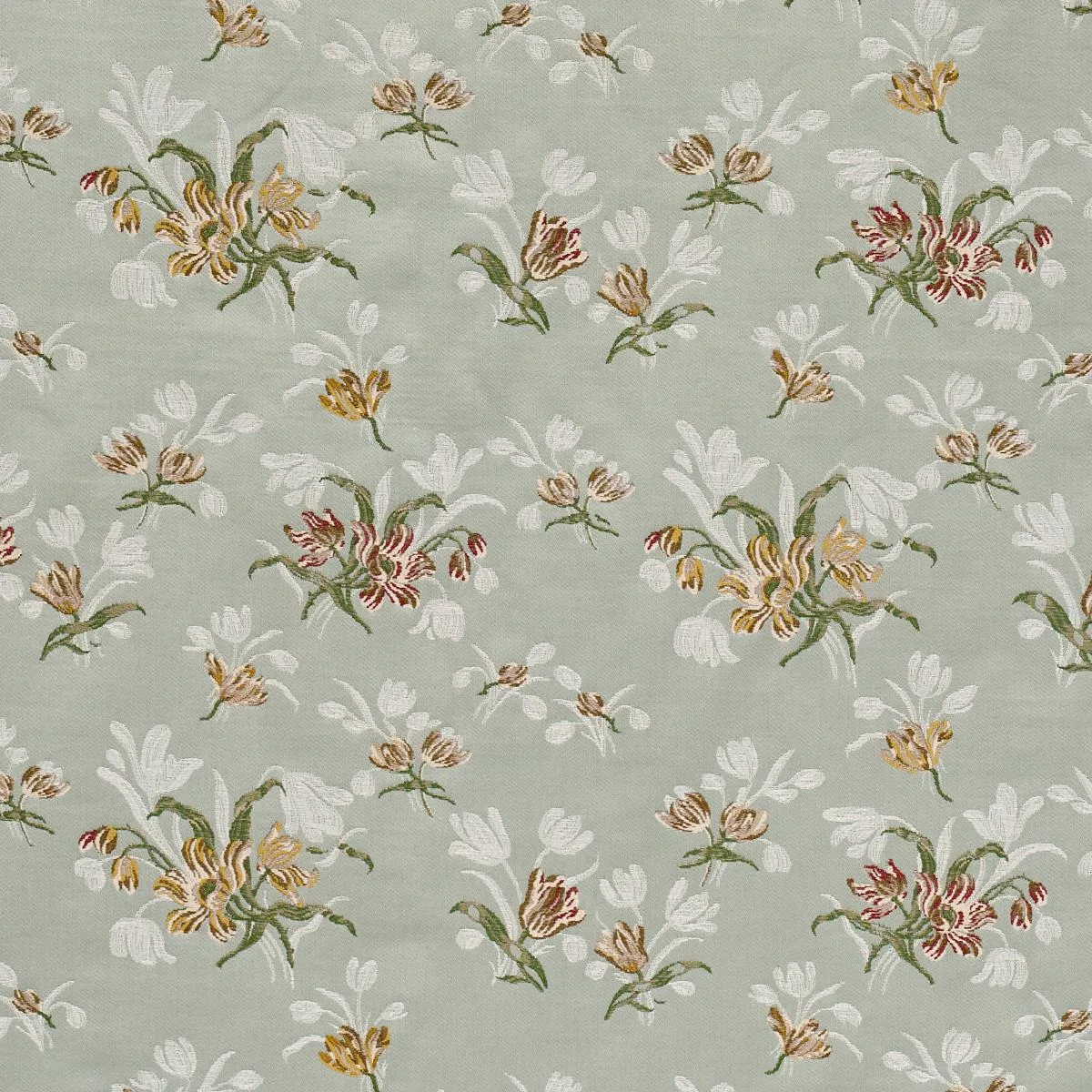 Schumacher 85821 Spitalfields Bouquet Robin's Egg fabric swatch