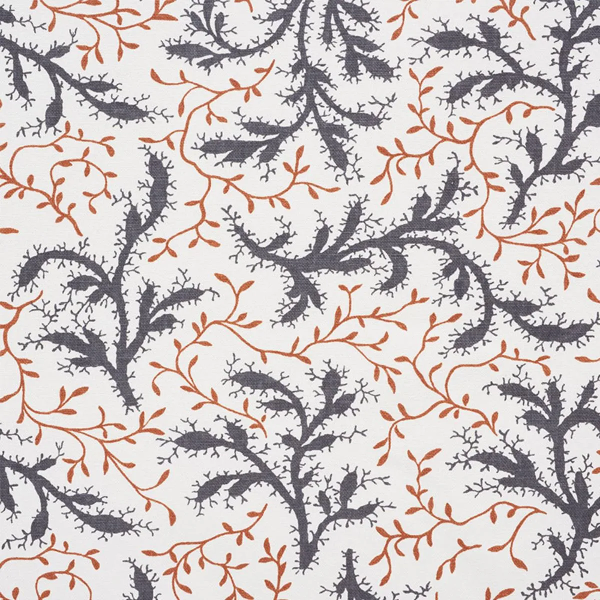 Schumacher 177830 Sprig Basalt & Fawn fabric swatch