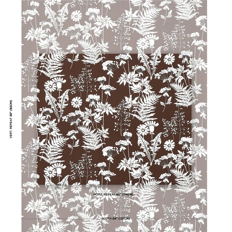 Schumacher 180222 Spring Floral Indoor/Outdoor Brown fabric swatch