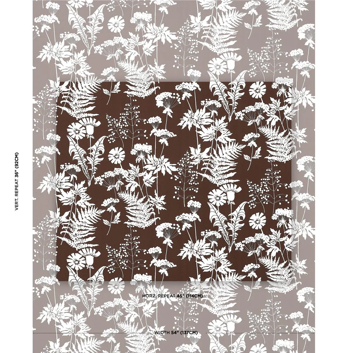 Schumacher 180222 Spring Floral Indoor/Outdoor Brown fabric swatch