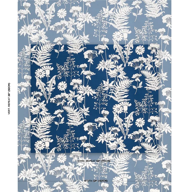 Schumacher 180220 Spring Floral Indoor/Outdoor Navy fabric swatch