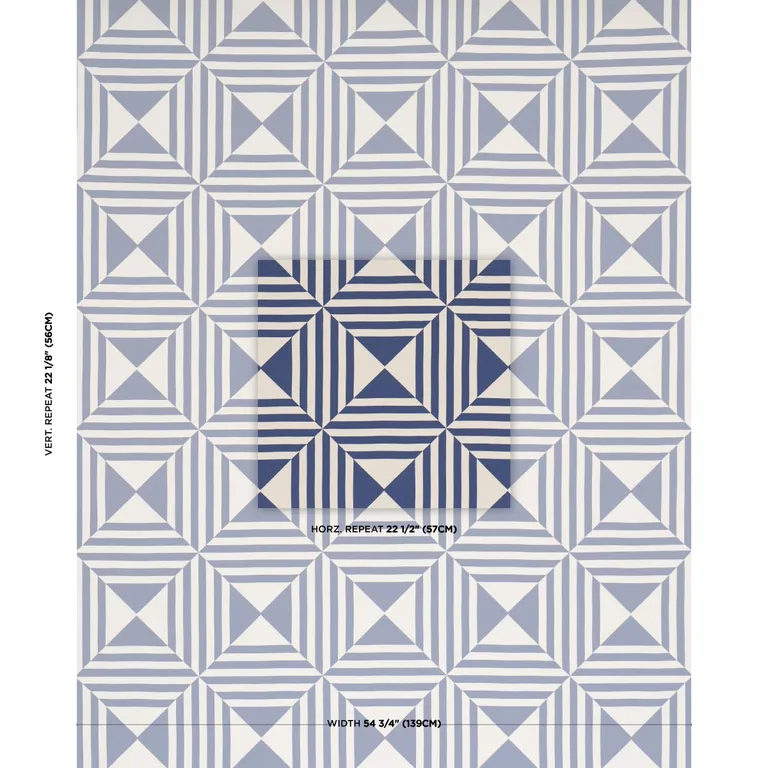 Schumacher 87590 Square In A Square Navy fabric swatch