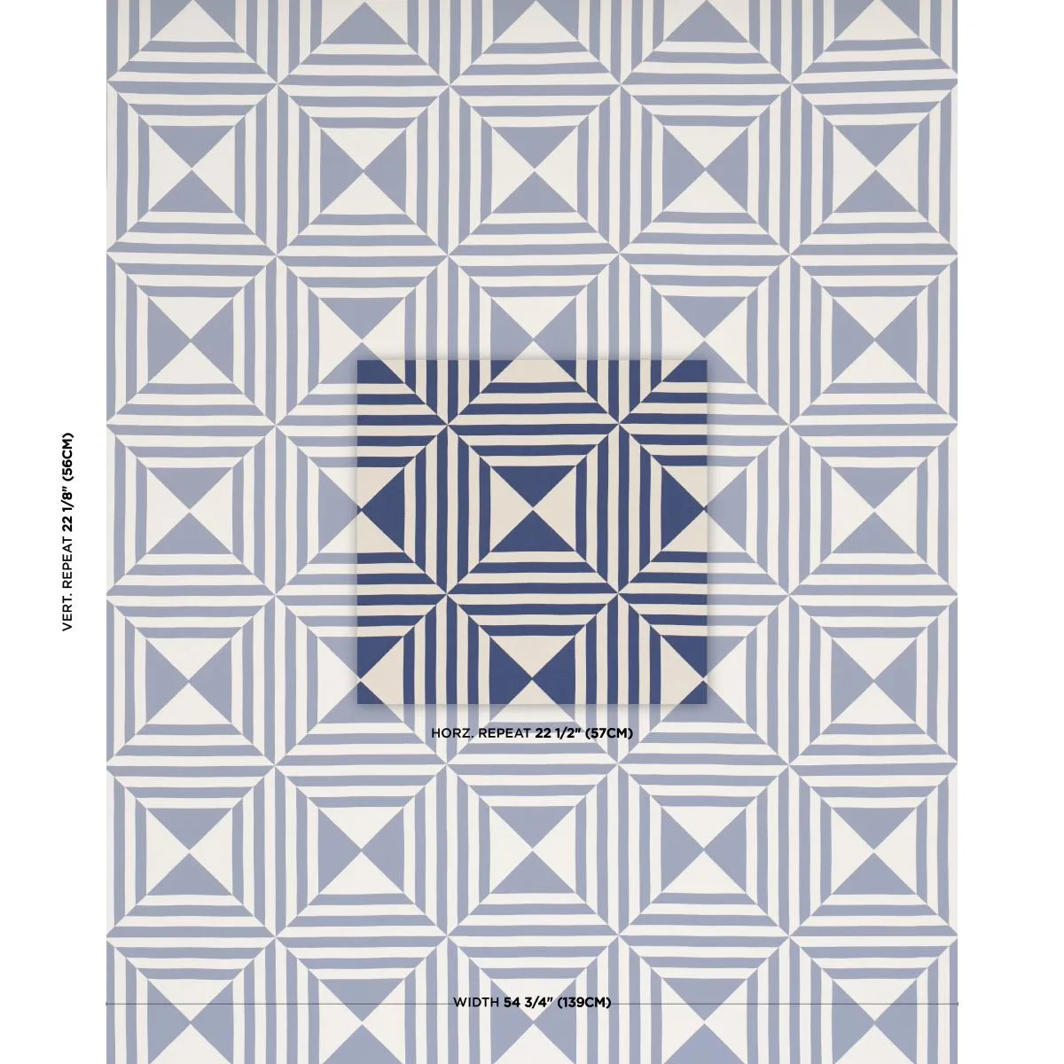 Schumacher 87590 Square In A Square Navy fabric swatch