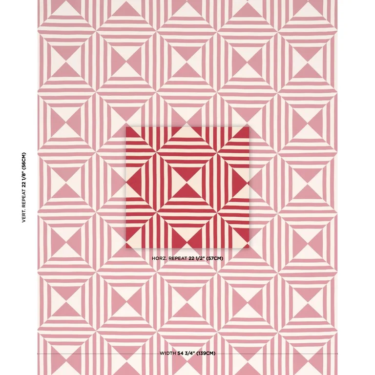 Schumacher 87591 Square In A Square Red fabric swatch