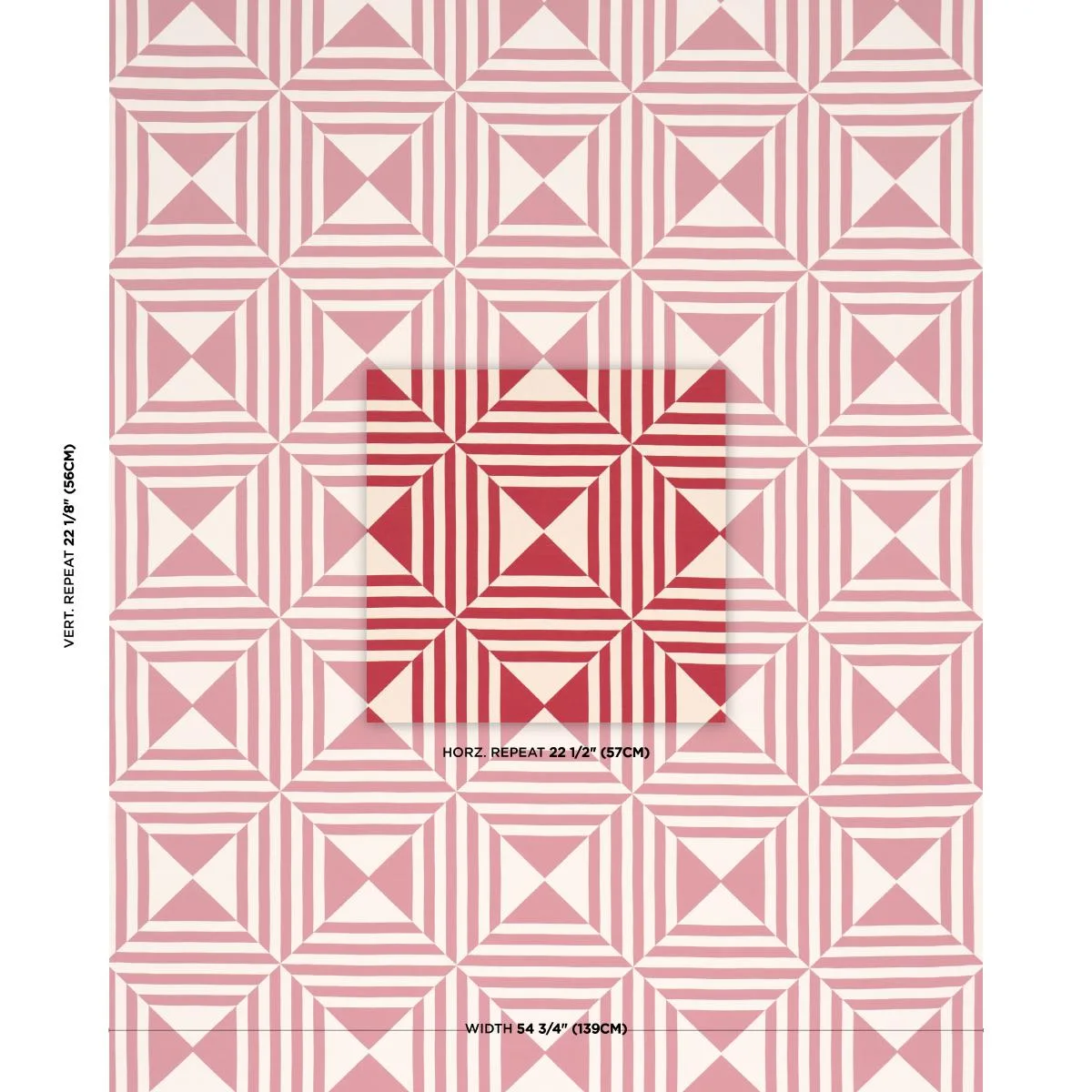 Schumacher 87591 Square In A Square Red fabric swatch