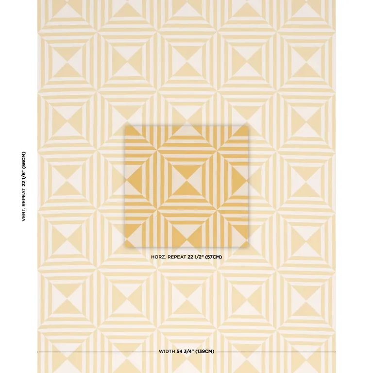 Schumacher 87592 Square In A Square Yellow fabric swatch