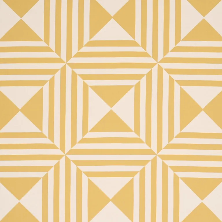 Schumacher 87592 Square In A Square Yellow fabric swatch