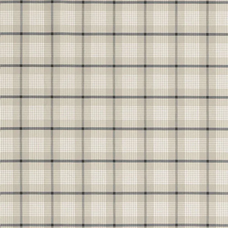 Schumacher 68022 St. Lucia Plaid Stone fabric swatch