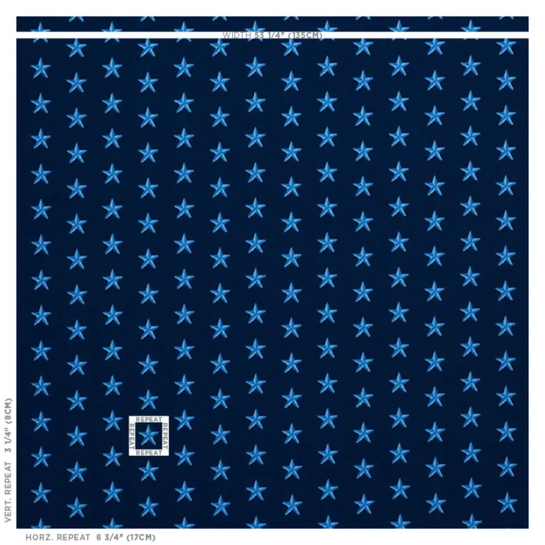 Schumacher 77421 Star éPinglé Blue fabric swatch