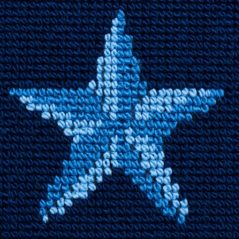 Schumacher 77421 Star éPinglé Blue fabric swatch